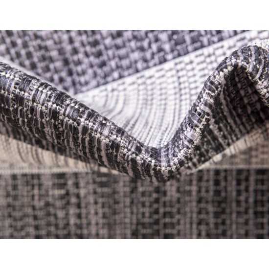 Rug Unique Loom Outdoor Striped Gray Rectangular 6' 0 x 9' 0