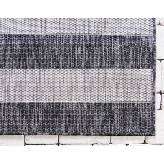 Rug Unique Loom Outdoor Striped Gray Rectangular 6' 0 x 9' 0