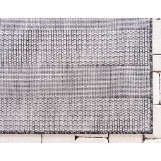 Rug Unique Loom Outdoor Striped Gray Rectangular 6' 0 x 9' 0