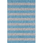 Rug Unique Loom Outdoor Striped Aqua Blue Rectangular 6' 0 x 9' 0