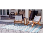 Rug Unique Loom Outdoor Striped Aqua Blue Rectangular 6' 0 x 9' 0