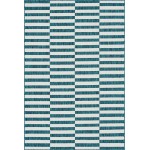 Rug Unique Loom Outdoor Striped Teal Rectangular 6' 0 x 9' 0