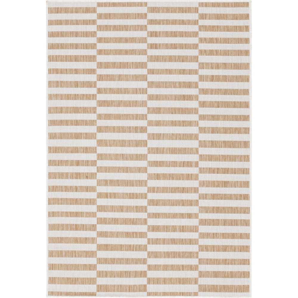 Rug Unique Loom Outdoor Striped Light Brown Rectangular 6' 0 x 9' 0 Rug Unique Loom Outdoor Striped Light Brown Rectangular 6' 0 x 9' 0