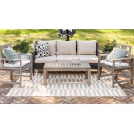 Rug Unique Loom Outdoor Striped Light Brown Rectangular 6' 0 x 9' 0