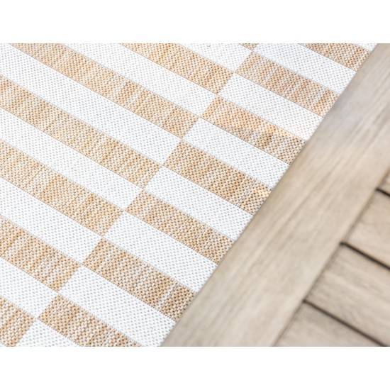 Rug Unique Loom Outdoor Striped Light Brown Rectangular 6' 0 x 9' 0