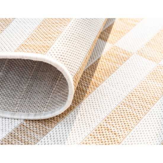Rug Unique Loom Outdoor Striped Light Brown Rectangular 6' 0 x 9' 0