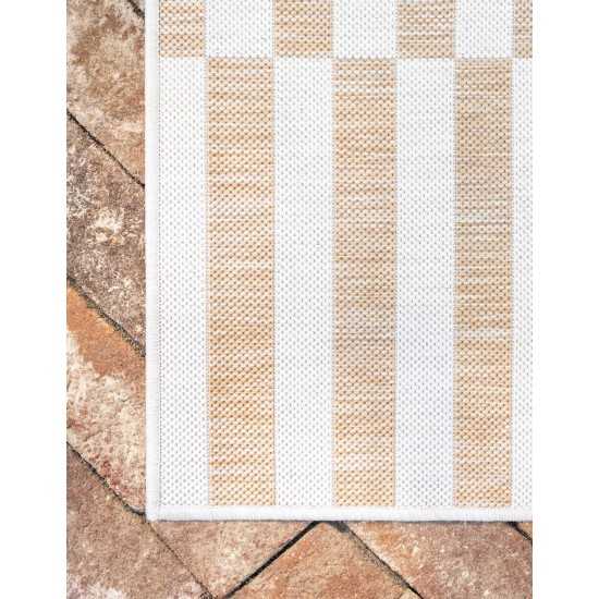 Rug Unique Loom Outdoor Striped Light Brown Rectangular 6' 0 x 9' 0