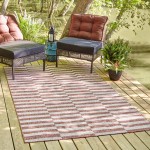 Rug Unique Loom Outdoor Striped Red Rectangular 6' 0 x 9' 0