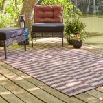 Rug Unique Loom Outdoor Striped Red Rectangular 6' 0 x 9' 0