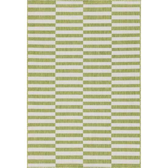 Rug Unique Loom Outdoor Striped Green Rectangular 6' 0 x 9' 0