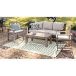 Rug Unique Loom Outdoor Striped Green Rectangular 6' 0 x 9' 0