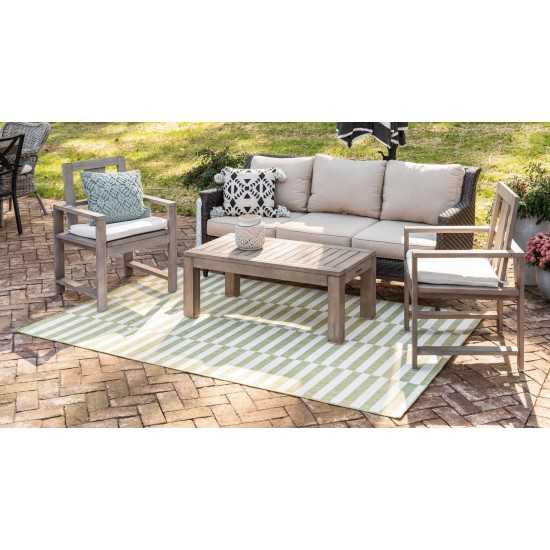 Rug Unique Loom Outdoor Striped Green Rectangular 6' 0 x 9' 0