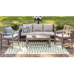Rug Unique Loom Outdoor Striped Green Rectangular 6' 0 x 9' 0