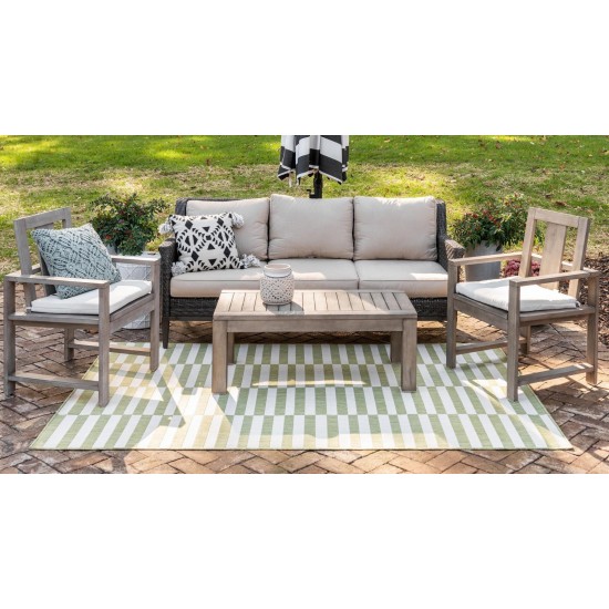 Rug Unique Loom Outdoor Striped Green Rectangular 6' 0 x 9' 0