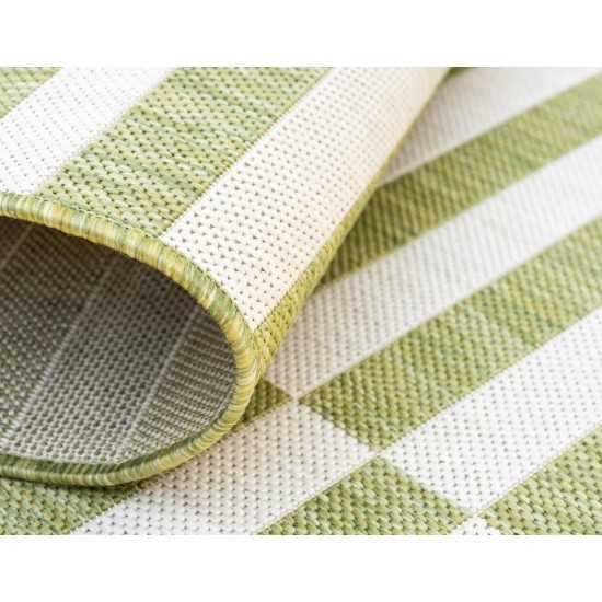 Rug Unique Loom Outdoor Striped Green Rectangular 6' 0 x 9' 0