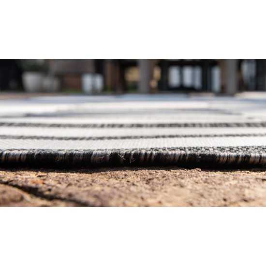 Rug Unique Loom Outdoor Striped Charcoal Rectangular 6' 0 x 9' 0