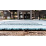 Rug Unique Loom Outdoor Striped Teal Rectangular 5' 0 x 8' 0