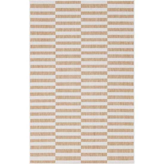 Rug Unique Loom Outdoor Striped Light Brown Rectangular 5' 0 x 8' 0