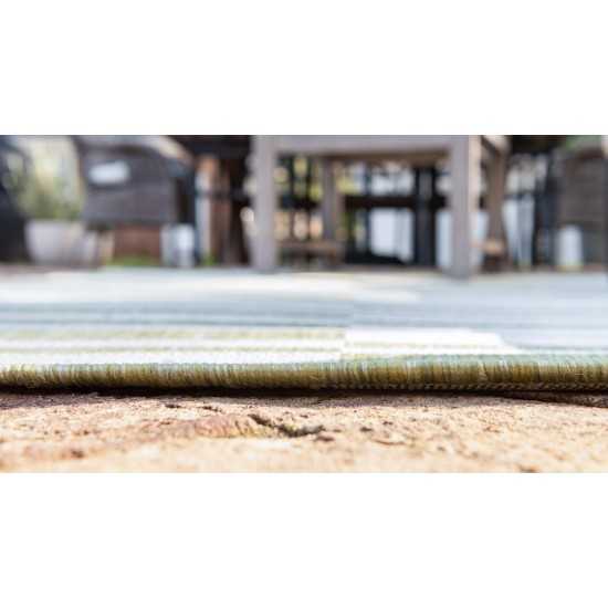 Rug Unique Loom Outdoor Striped Green Rectangular 5' 0 x 8' 0