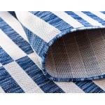 Rug Unique Loom Outdoor Striped Navy Blue Rectangular 5' 0 x 8' 0