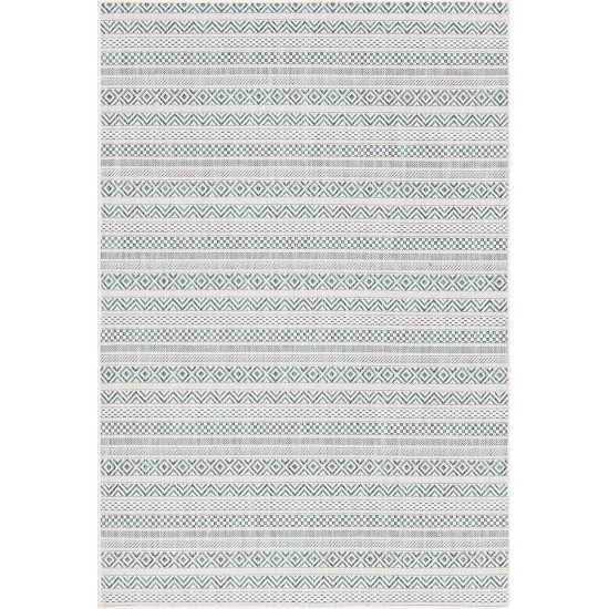 Rug Unique Loom Outdoor Striped Teal Rectangular 4' 0 x 6' 0