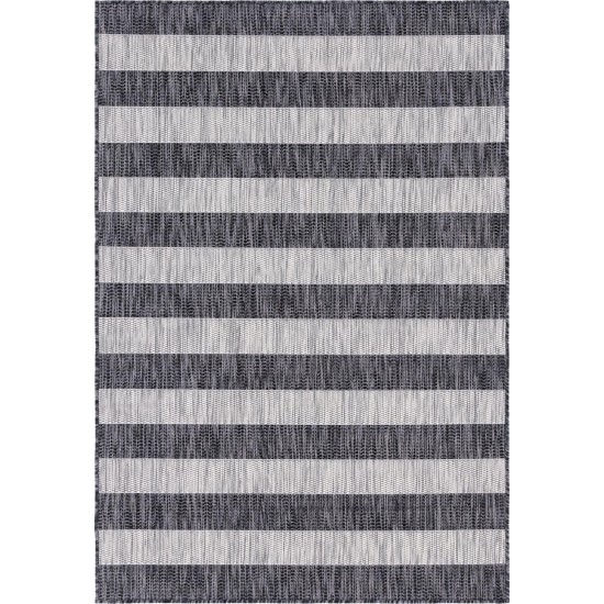 Rug Unique Loom Outdoor Striped Gray Rectangular 4' 0 x 6' 0