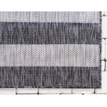 Rug Unique Loom Outdoor Striped Gray Rectangular 4' 0 x 6' 0