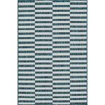 Rug Unique Loom Outdoor Striped Teal Rectangular 4' 0 x 6' 0