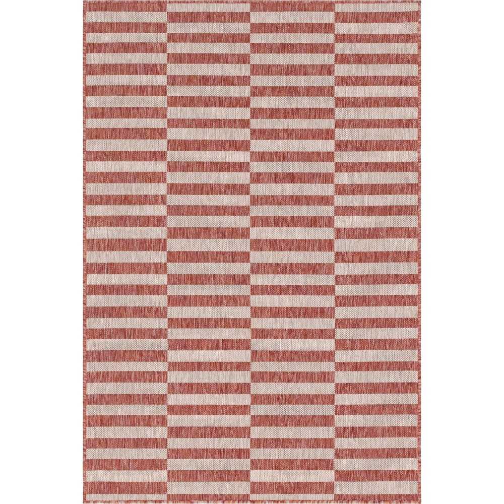 Rug Unique Loom Outdoor Striped Red Rectangular 4' 0 x 6' 0 Rug Unique Loom Outdoor Striped Red Rectangular 4' 0 x 6' 0