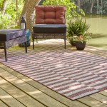 Rug Unique Loom Outdoor Striped Red Rectangular 4' 0 x 6' 0