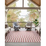 Rug Unique Loom Outdoor Striped Red Rectangular 4' 0 x 6' 0