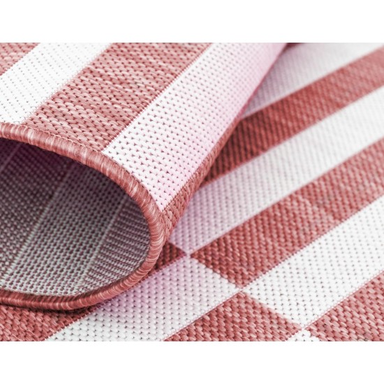 Rug Unique Loom Outdoor Striped Red Rectangular 4' 0 x 6' 0