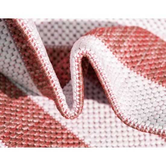 Rug Unique Loom Outdoor Striped Red Rectangular 4' 0 x 6' 0