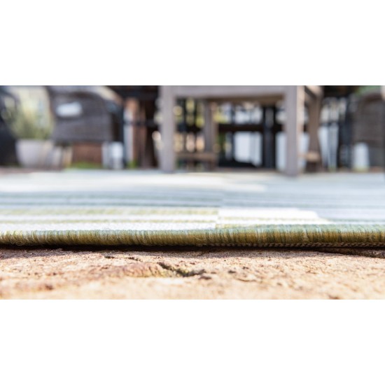 Rug Unique Loom Outdoor Striped Green Rectangular 4' 0 x 6' 0
