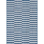 Rug Unique Loom Outdoor Striped Navy Blue Rectangular 4' 0 x 6' 0