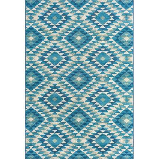 Rug Unique Loom Outdoor Southwestern Blue Rectangular 5' 3 x 8' 0