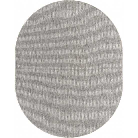 Rug Unique Loom Outdoor Solid Light Gray Oval 8' 0 x 10' 0