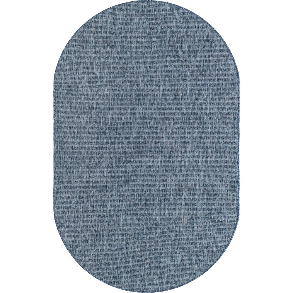 Rug Unique Loom Outdoor Solid Navy Blue Oval 5' 0 x 8' 0 Rug Unique Loom Outdoor Solid Navy Blue Oval 5' 0 x 8' 0