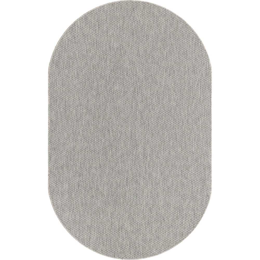Rug Unique Loom Outdoor Solid Light Gray Oval 5' 0 x 8' 0 Rug Unique Loom Outdoor Solid Light Gray Oval 5' 0 x 8' 0
