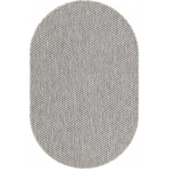 Rug Unique Loom Outdoor Solid Light Gray Oval 3' 3 x 5' 3