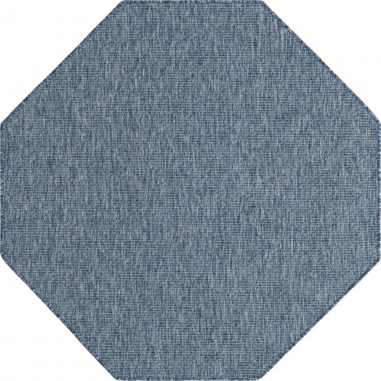 Rug Unique Loom Outdoor Solid Navy Blue Octagon 5' 0 x 5' 0