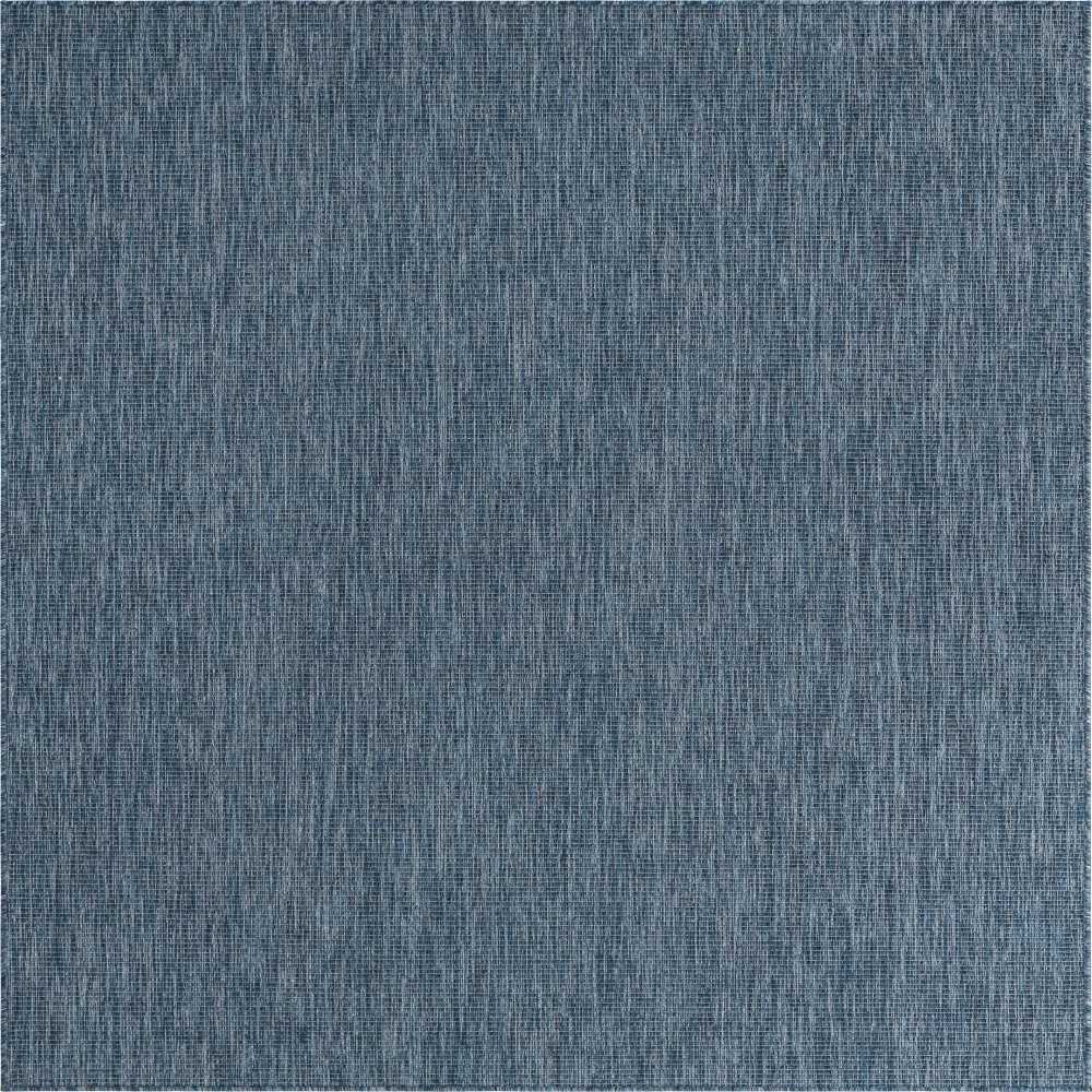 Rug Unique Loom Outdoor Solid Navy Blue Square 8' 0 x 8' 0