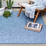 Rug Unique Loom Outdoor Solid Navy Blue Square 8' 0 x 8' 0