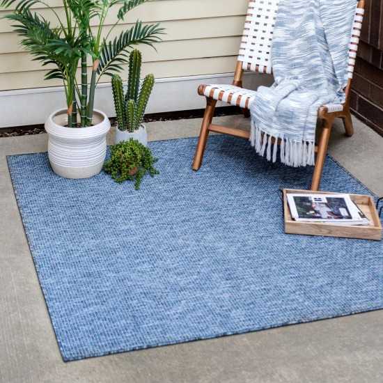 Rug Unique Loom Outdoor Solid Navy Blue Square 8' 0 x 8' 0