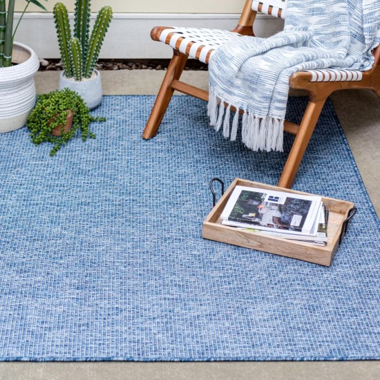 Rug Unique Loom Outdoor Solid Navy Blue Square 5' 0 x 5' 0