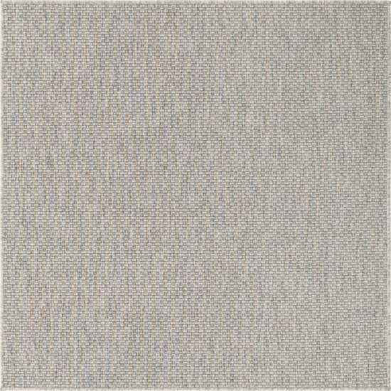 Rug Unique Loom Outdoor Solid Light Gray Square 5' 0 x 5' 0