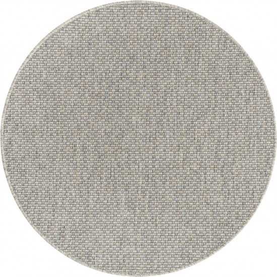 Rug Unique Loom Outdoor Solid Light Gray Round 4' 0 x 4' 0