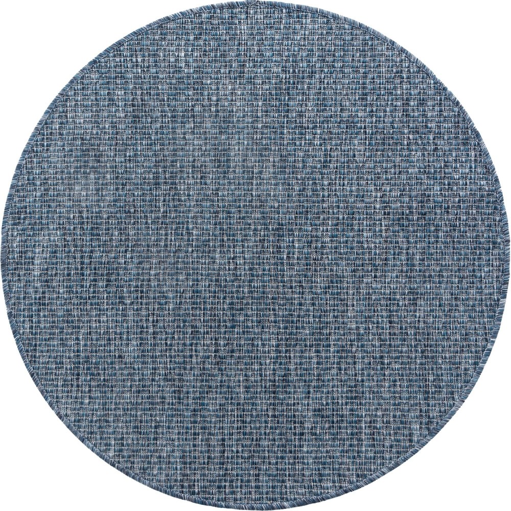 Rug Unique Loom Outdoor Solid Navy Blue Round 3' 3 x 3' 3