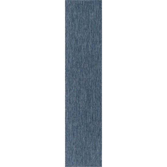 Rug Unique Loom Outdoor Solid Navy Blue Runner 2' 7 x 12' 0