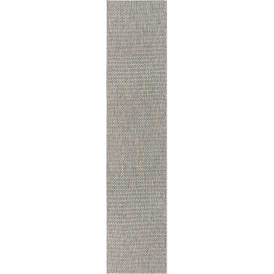 Rug Unique Loom Outdoor Solid Light Gray Runner 2' 7 x 12' 0